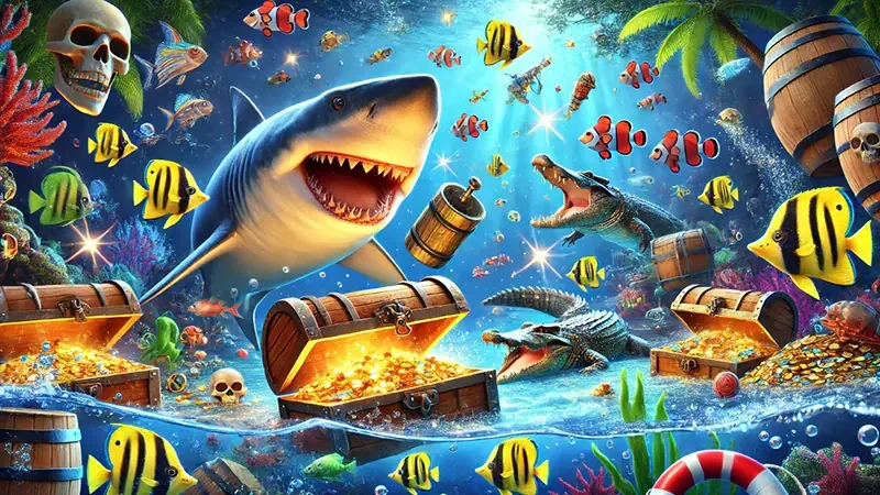 Arena tembak ikan dengan target laut dan efek bidikan