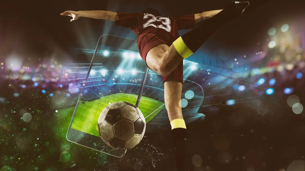 Ilustrasi pertandingan olahraga dengan statistik laga